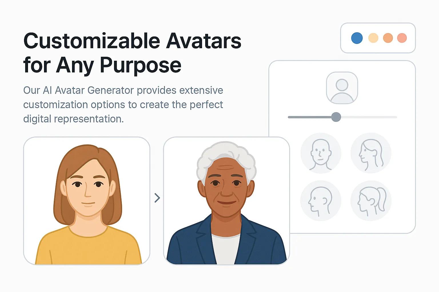 Opciones de personalización para avatares de IA