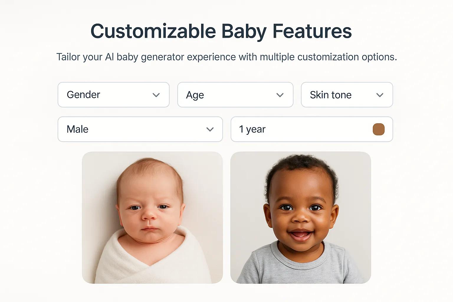 AI Baby Generator customization options