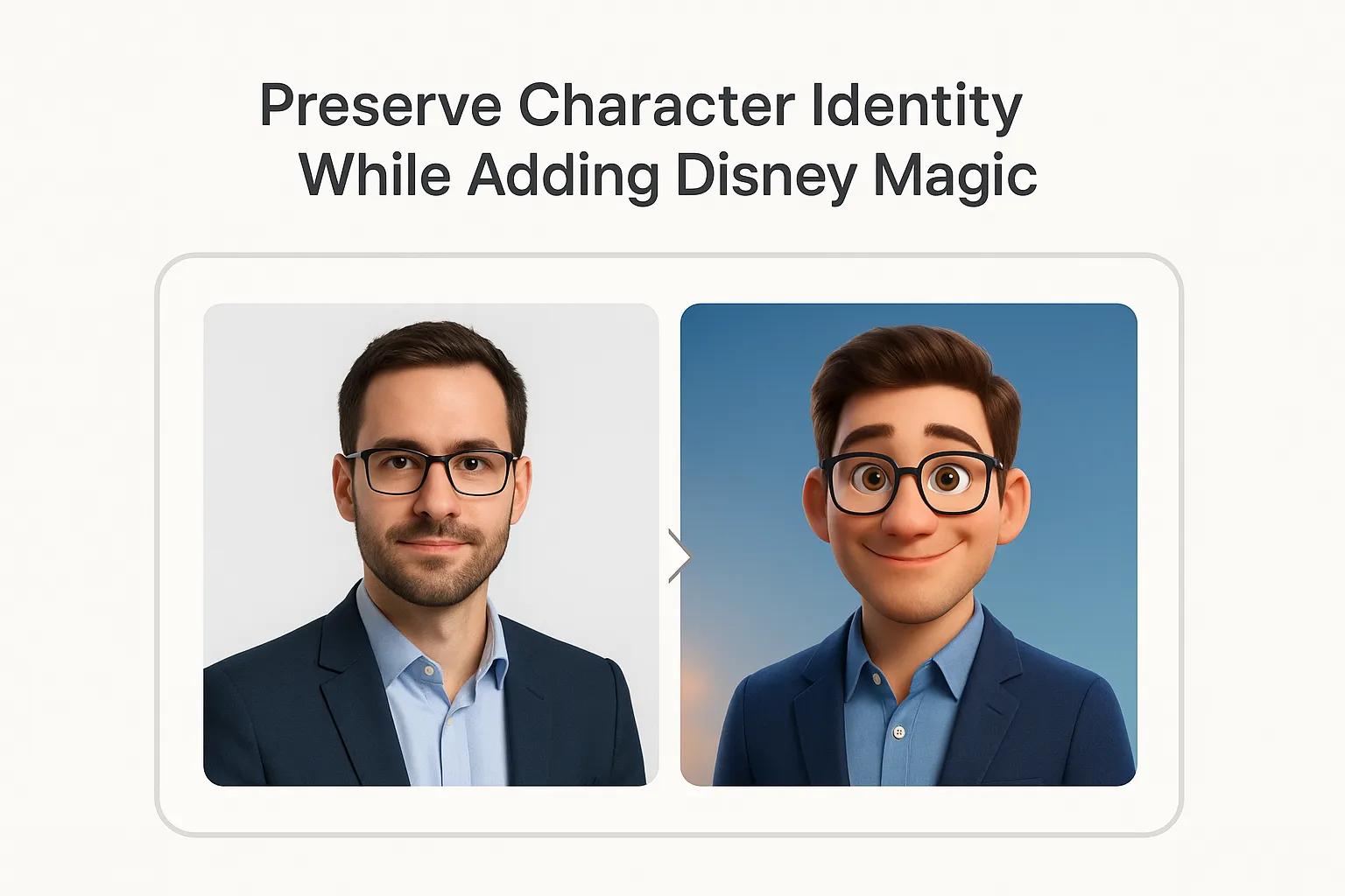 Character identity preserved in Disney poster style