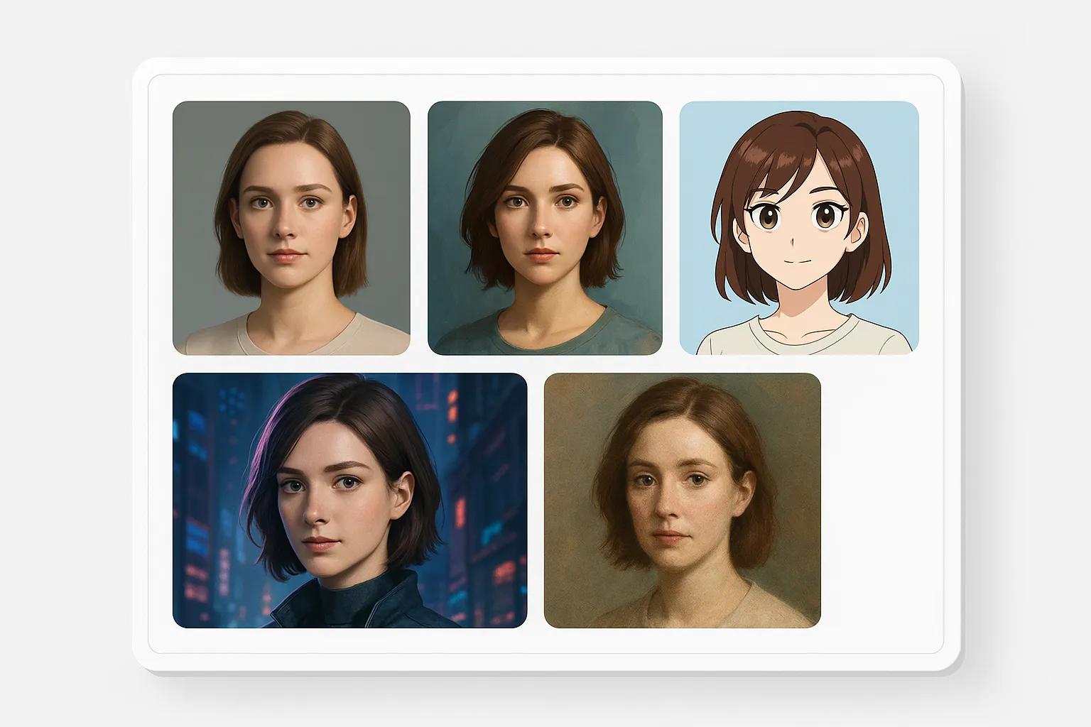 Multiple artistic styles for AI Face Generator