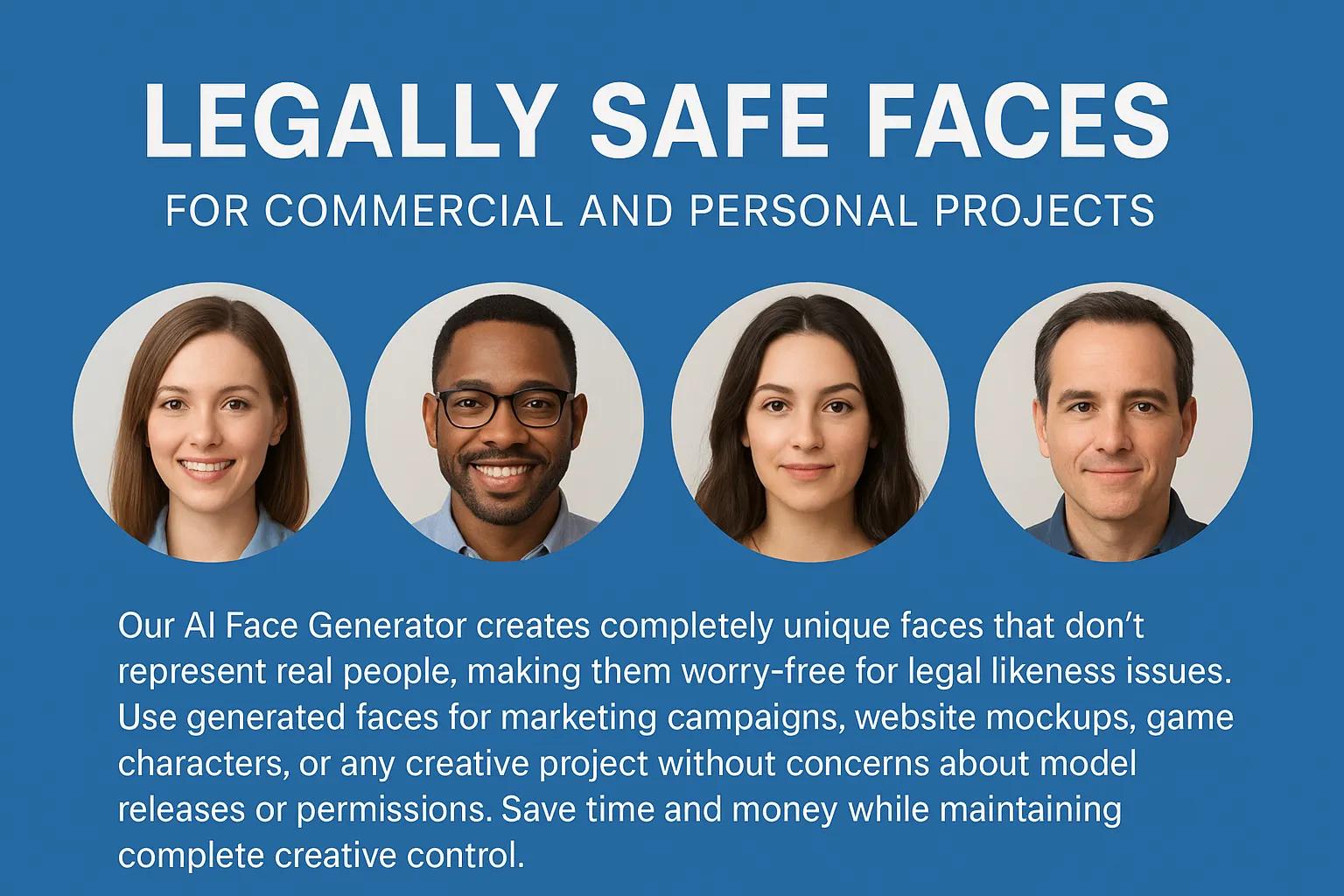 Legally safe AI generated faces