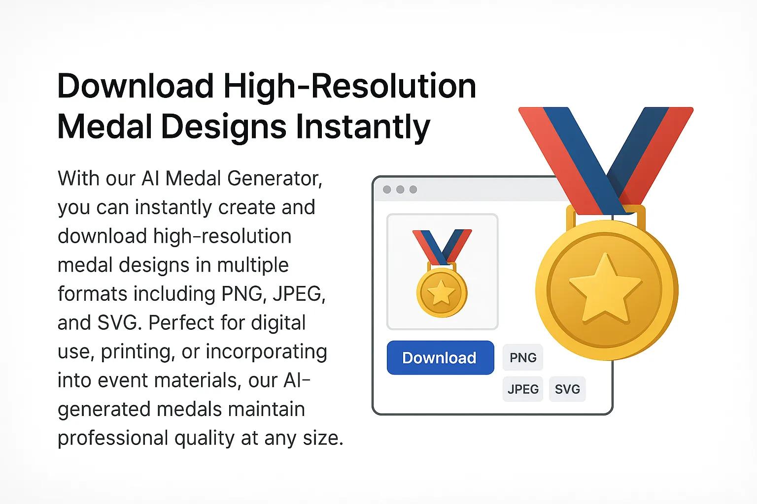 Downloading high-resolution medal designs from AI Medal Generator