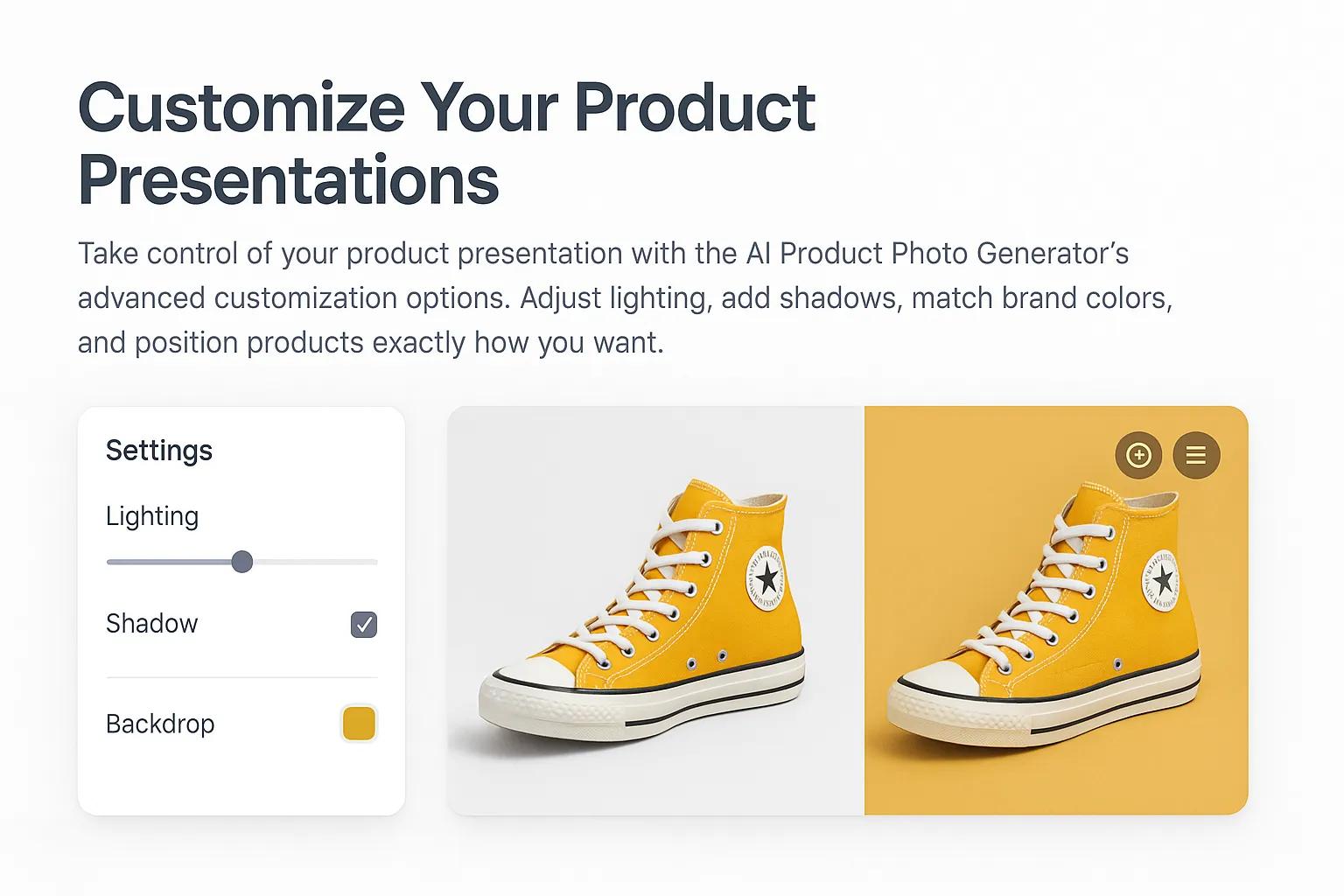 Product image with customized background and lighting