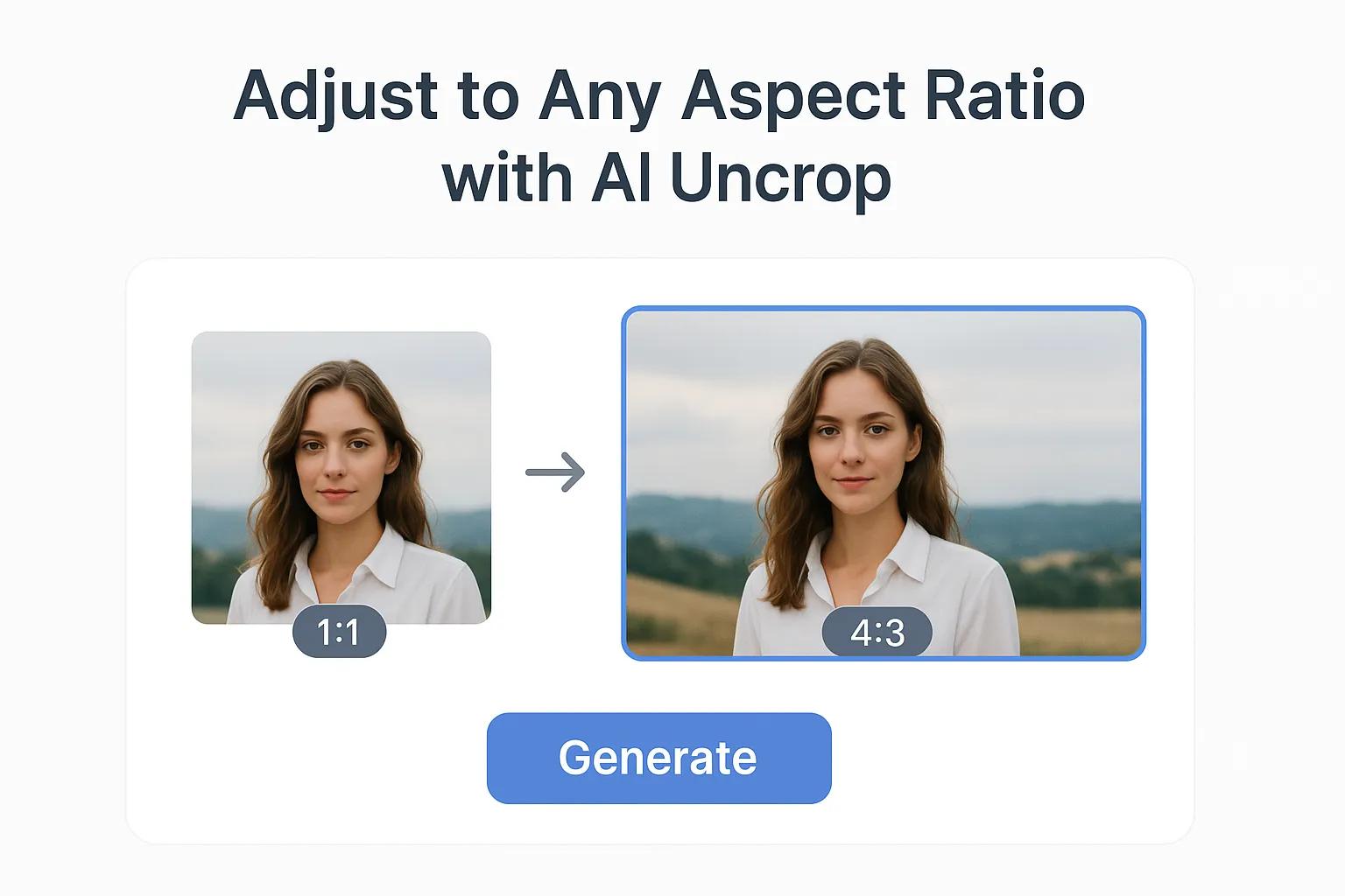 AI Uncrop adjusting image to different aspect ratios