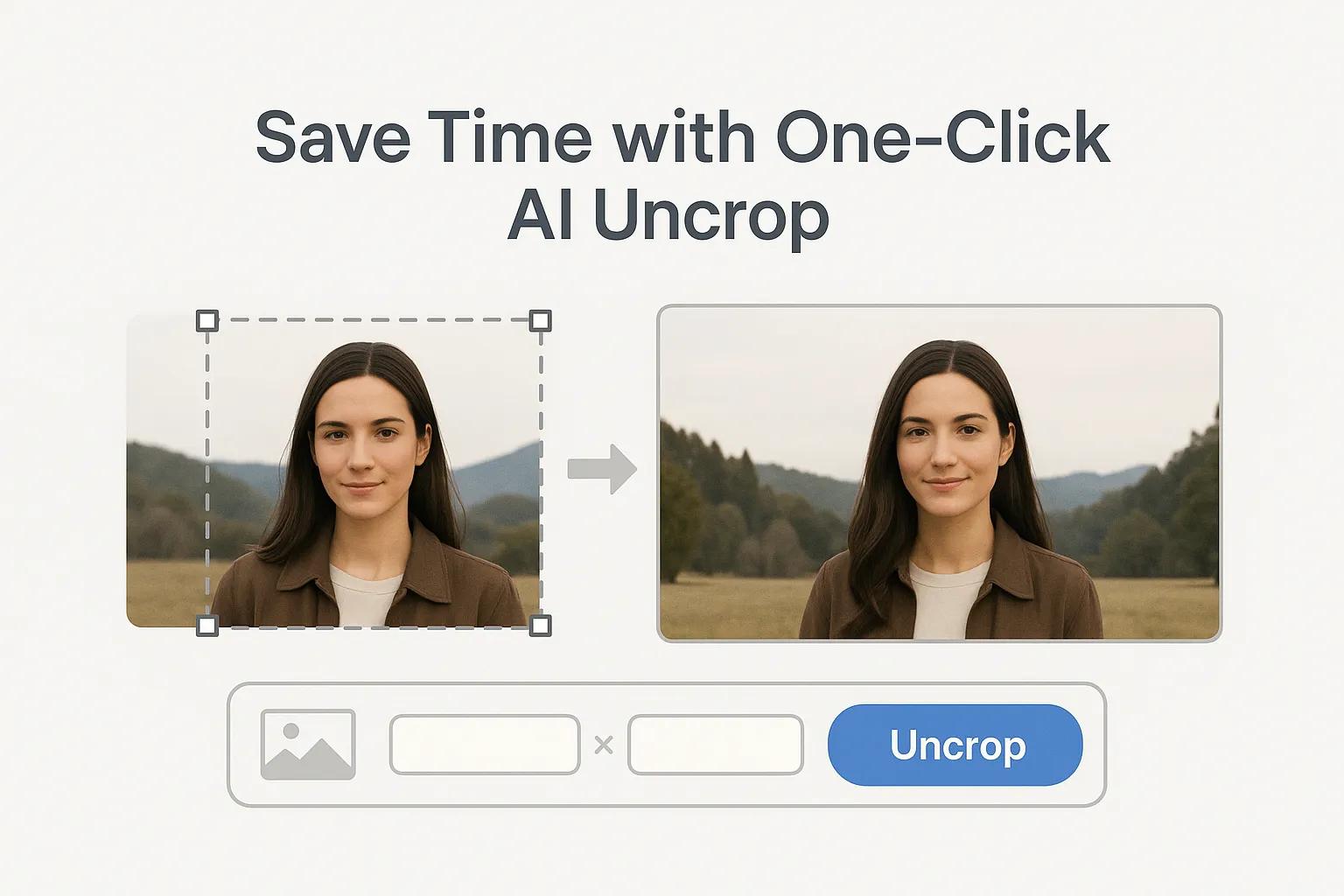 AI Uncrop one-click process demonstration