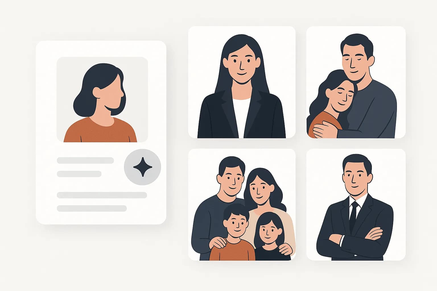 AI-generated portrait poses for different photography styles