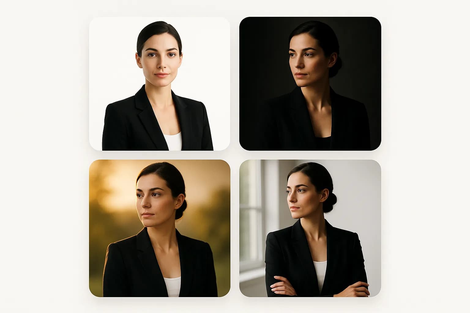 Professional portrait poses for studio and outdoor photography