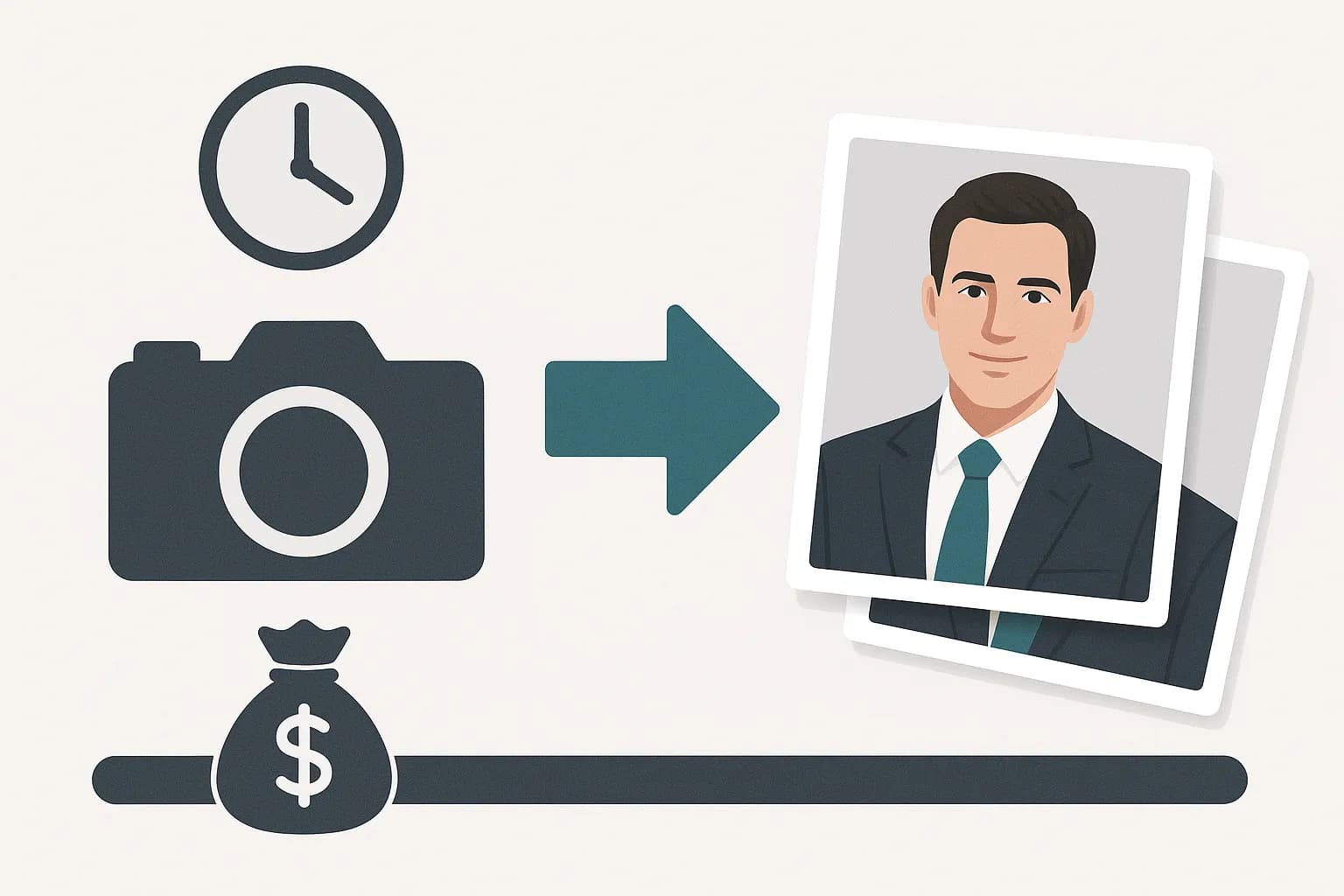 Comparison showing cost savings with AI professional headshots