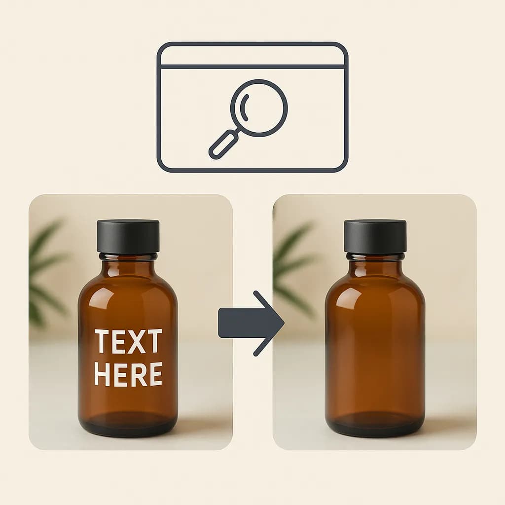 Before and after comparison showing remove text from image results