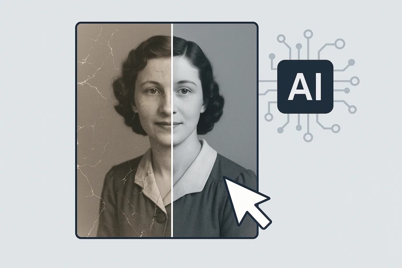 AI technology restoring old damaged photos automatically