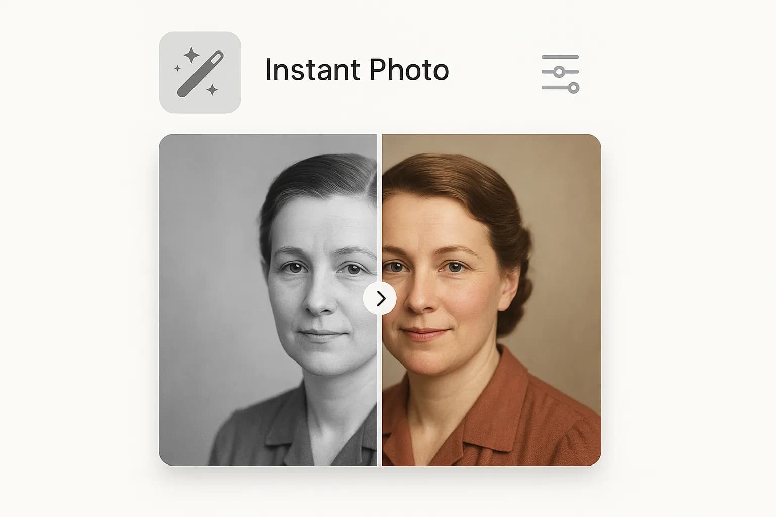 Before and after comparison of colorized restored photos